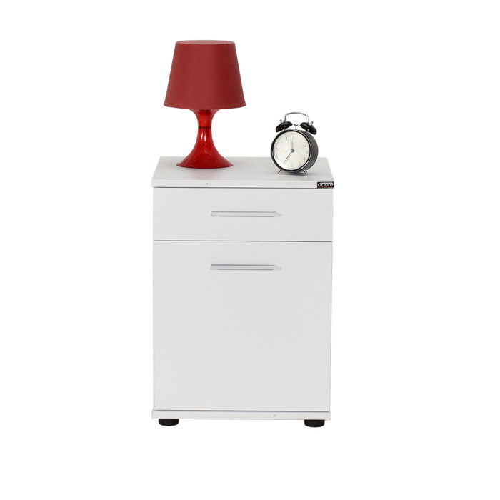 Hanah Home Kmd-511-Bb-1 Mesilla de Noche Blanca 40x57x39cm con Cajón para Dormitorio Elegante y Sereno